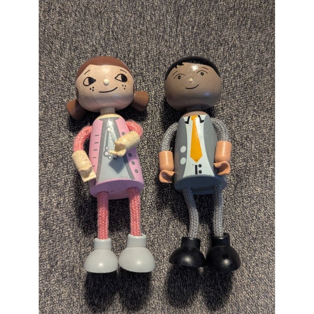 Wooden Pottery Mom & Dad Figurines Articulated Dolls